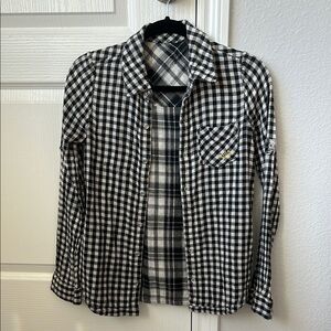 Billabong Black and White Reversible Plaid Shirt